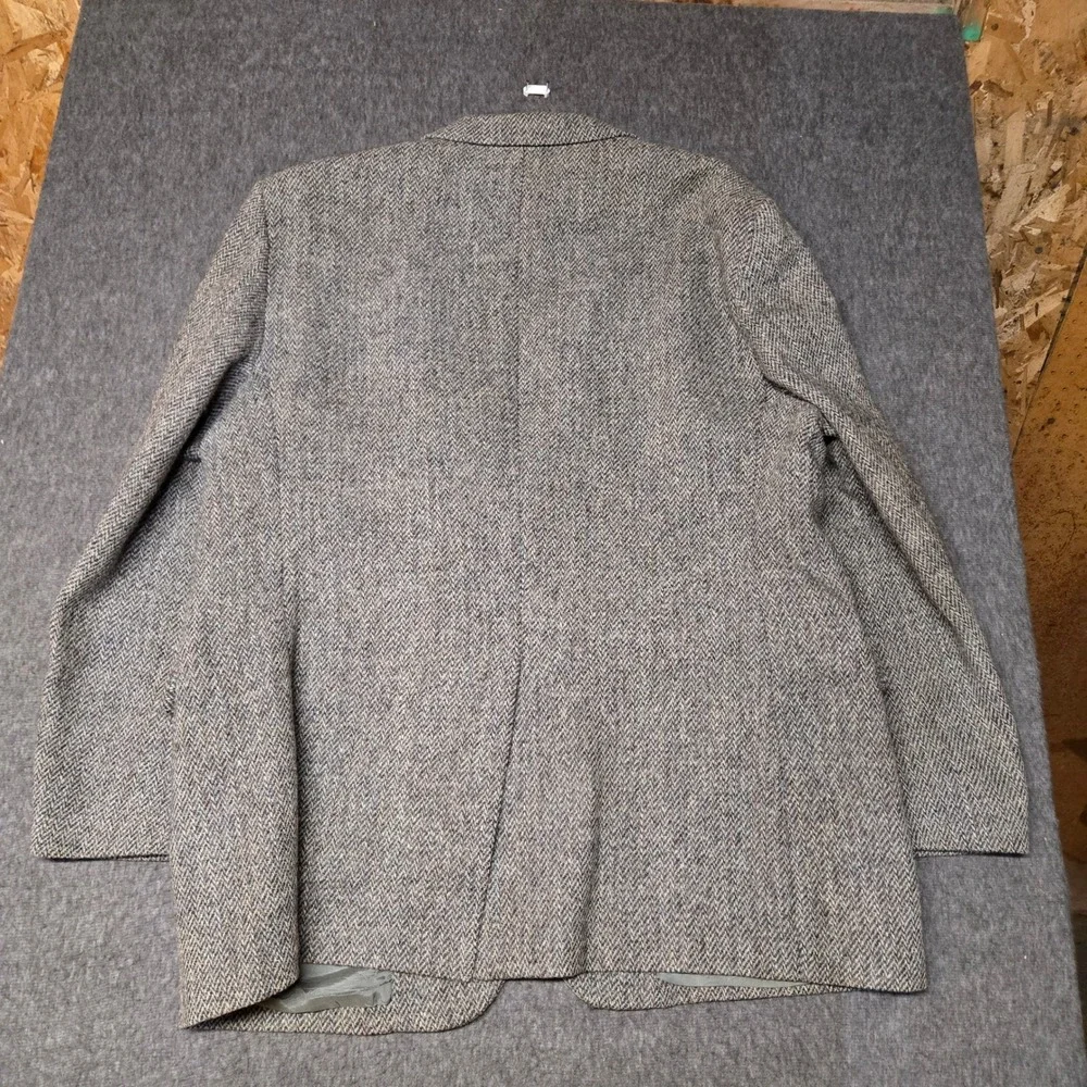 Vintage Harris Tweed Blazer Mens 46L College Hall Herringbone Wool Sport Coat